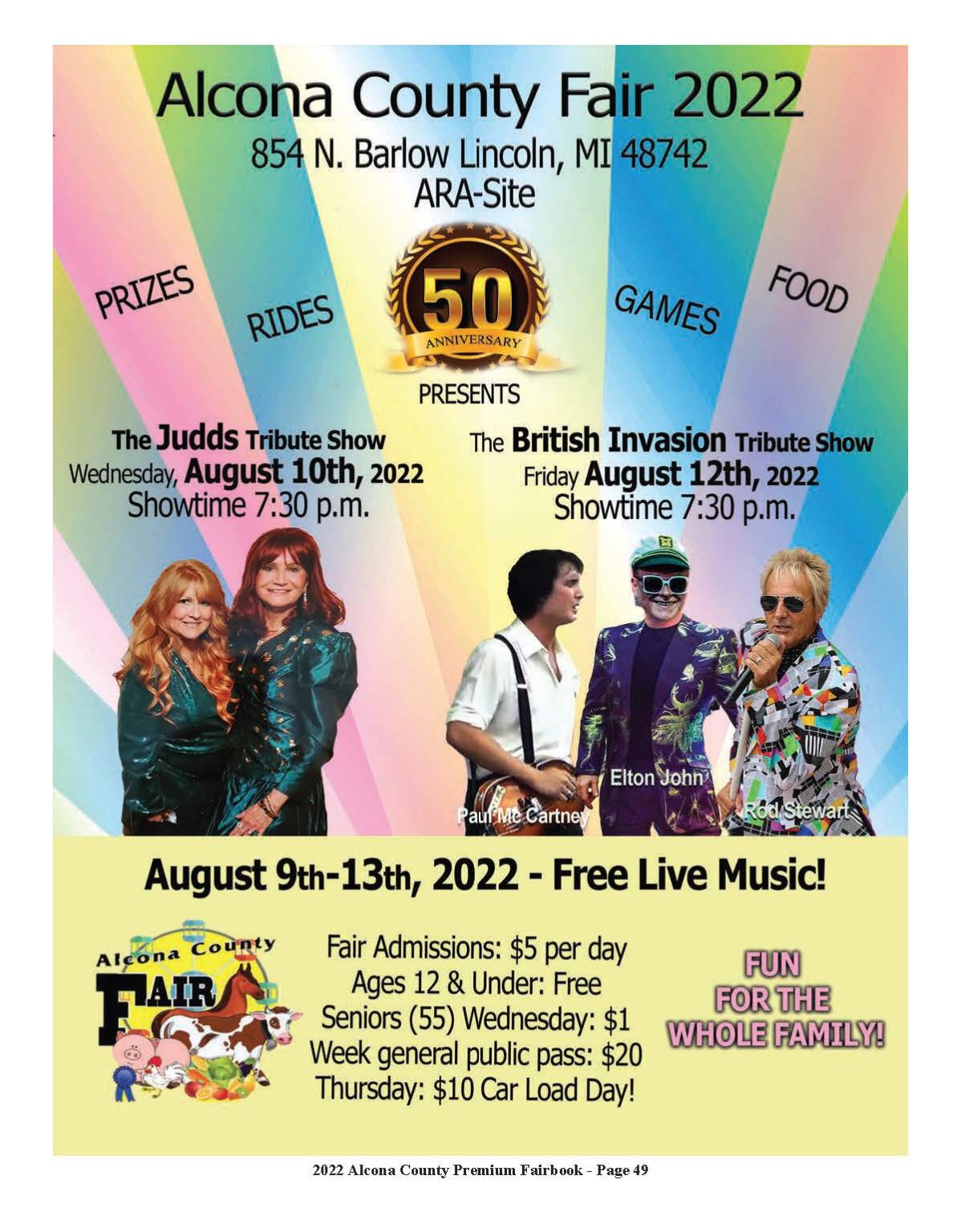 Music A Tribute to the Legends Alcona County Fair